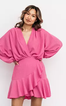 Wrap-around dress with v-neck | Pink | Guts & Gusto