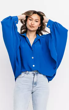 Oversized blouse met grote knopen | Kobalt Blauw | Guts & Gusto