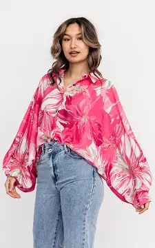 Blouse with bat sleeves | pink white | Guts & Gusto