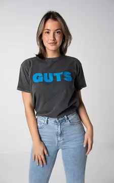 Katoenen shirt 'Guts' | Donkergrijs Blauw | Guts & Gusto