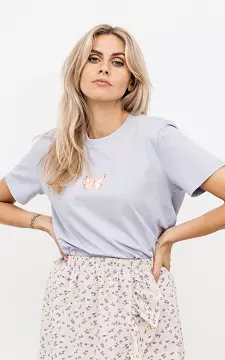 Katoenen shirt met vlinder opdruk | Lila | Guts & Gusto