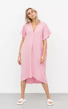 Lässiges Kleid mit V-Ausschnitt | Pink | Guts & Gusto