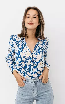 Blouse with floral print | Blue Cream | Guts & Gusto