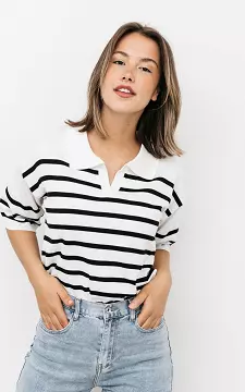 bottom America Clasp Gestreept shirt met kraag - Wit Zwart | Guts & Gusto