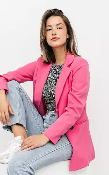 Double-breasted blazer with shoulder pads | Pink | Guts & Gusto