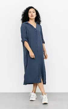 Midi shirt dress with split | Blue | Guts & Gusto