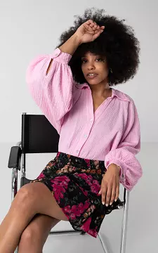 Katoenen blouse met knoopjes | Roze | Guts & Gusto
