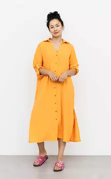 Midi shirt dress with split | Orange | Guts & Gusto