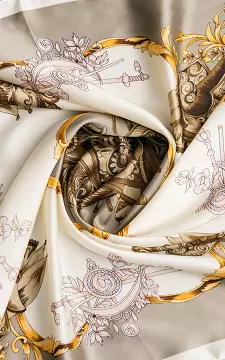 Satin look scarf with print | Cream Green | Guts & Gusto