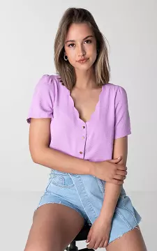 V-neck top with buttons | Lilac | Guts & Gusto