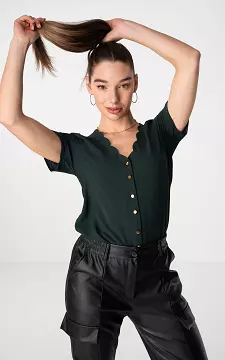 V-neck top with buttons | Dark Green | Guts & Gusto