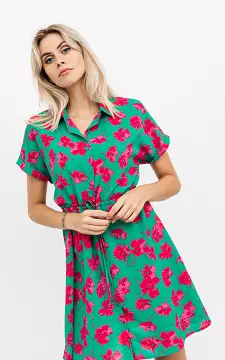 Mini Kleid mit Blumenmuster | Grün Fuchsia | Guts & Gusto