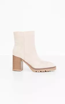 Suede look boots with block heel | Beige | Guts & Gusto