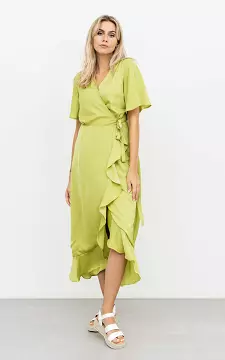 Satin-look wrap-around dress | Green | Guts & Gusto