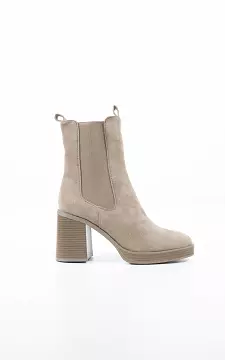 Suede-look boots with elastic | Taupe | Guts & Gusto