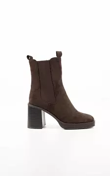 Suede-look boots with elastic | Dark Brown | Guts & Gusto