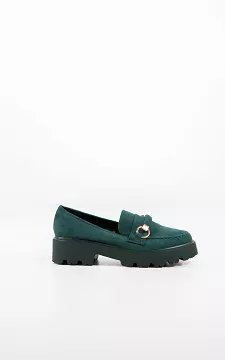 Suede look loafers with gold-coloured details | Green | Guts & Gusto
