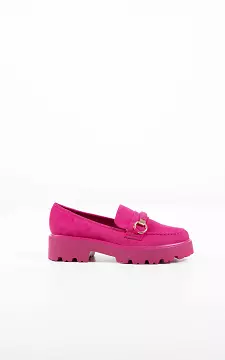 Suede look loafers with gold-coloured details | Fuchsia | Guts & Gusto