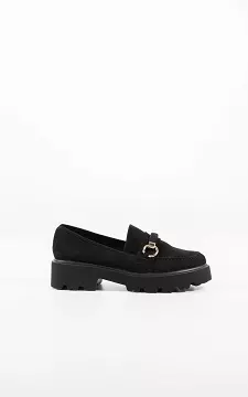 Suede look loafers with gold-coloured details | Black | Guts & Gusto