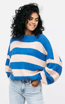 Oversized Pullover mit Streifenmuster | Blau Beige | Guts & Gusto
