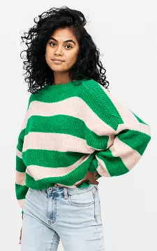 Oversized striped sweater | Green Beige | Guts & Gusto