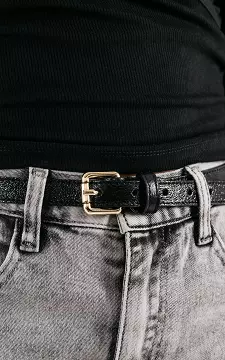 Metallic look belt | Black | Guts & Gusto