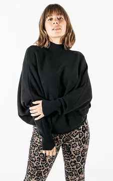 Turtleneck sweater with bat sleeves | Black | Guts & Gusto