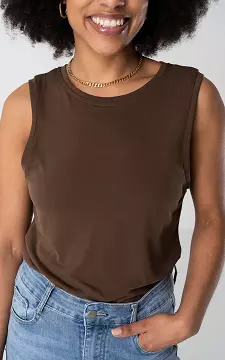 Sleeveless top with round neck | Brown | Guts & Gusto