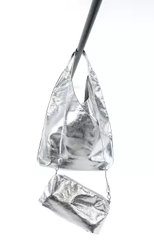 Set van twee tassen met metallic look | Zilver | Guts & Gusto