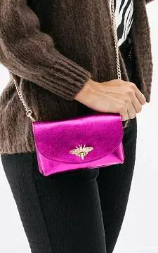 Metallic look bag with gold-coloured details | Fuchsia | Guts & Gusto