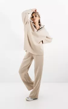 Wide leg pants with pockets | Beige | Guts & Gusto