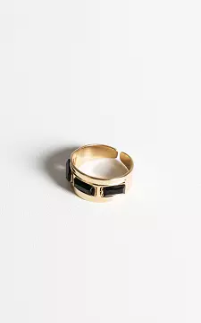 Adjustable ring with coloured stones | Gold Black | Guts & Gusto