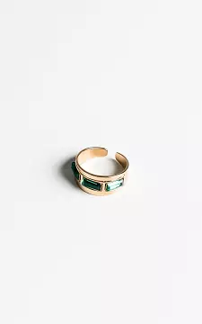 Adjustable ring with coloured stones | Gold Green | Guts & Gusto
