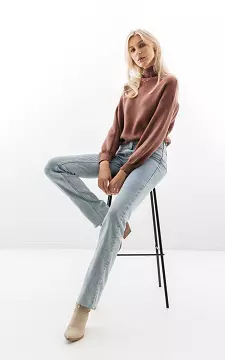 Turtleneck sweater with puffed sleeves | Mauve Pink | Guts & Gusto