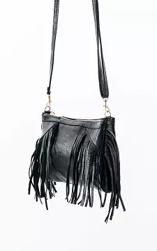 Metallic-look bag with frills | Black | Guts & Gusto
