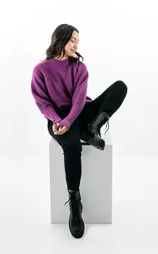 Turtleneck sweater with glitter details | Purple | Guts & Gusto