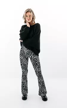 Flared broek met zebraprint | Zwart Wit | Guts & Gusto