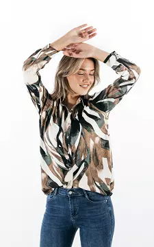 Blouse with print | Brown Green | Guts & Gusto
