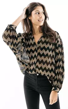 Blouse with glittery details | Gold Black | Guts & Gusto