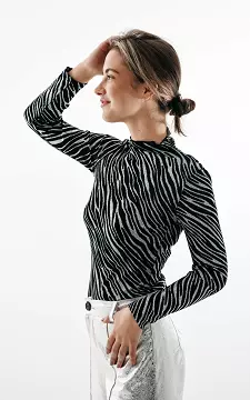 Transparentes Top mit Zebra Muster | Schwarz Silber | Guts & Gusto