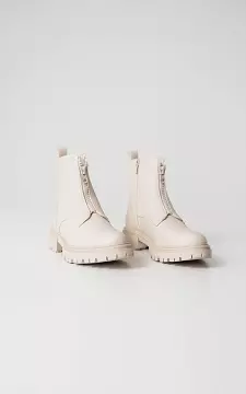 Leather-look boots with decorative zip | Beige | Guts & Gusto