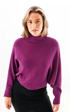 Turtleneck sweater with bat sleeves | Purple | Guts & Gusto
