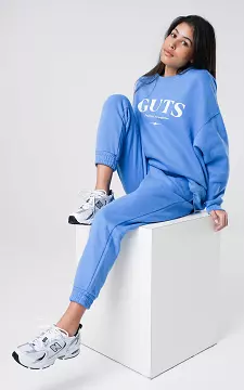 Oversized trui met tekst | Blauw | Guts & Gusto