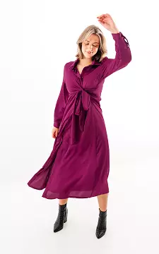 Satin look jurk met strikdetail | Paars | Guts & Gusto