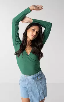 V-neck top with waist tie | Green | Guts & Gusto