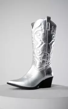 Cowboy boots with zip | Silver | Guts & Gusto