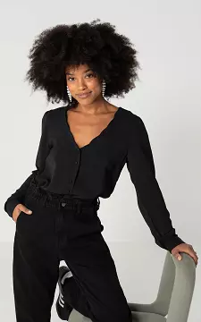 V-neck blouse with buttons | Black | Guts & Gusto