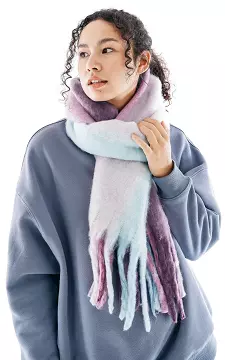 Gekleurde shawl met franjes | Paars Lichtblauw | Guts & Gusto