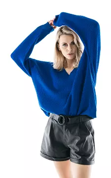 Sweater with v-neck | Cobalt Blue | Guts & Gusto