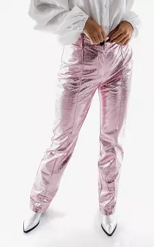Metallic-look straight fit trousers | Pink | Guts & Gusto